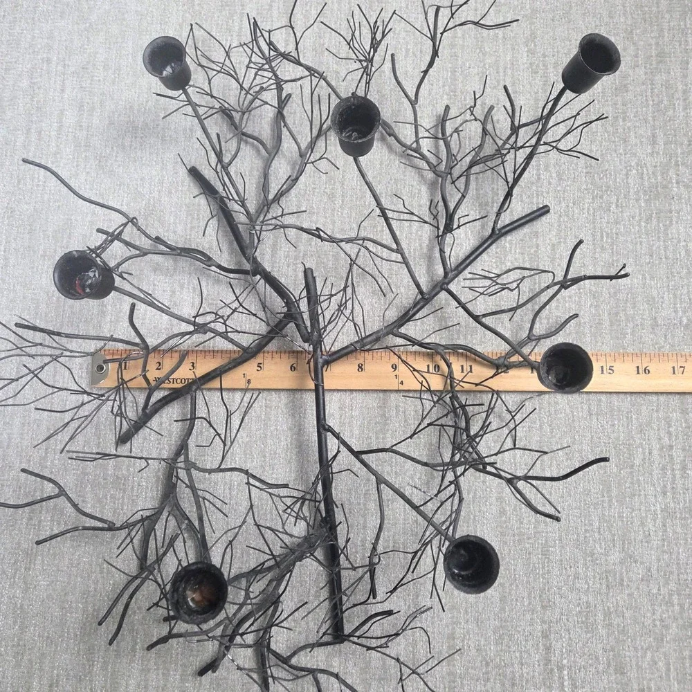 Black Metal Branch Candelabra 7 Arm Taper Candle Holder Gothic Tree Brutalist